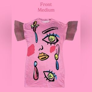 Pink Mesh Shoulder Dress